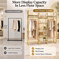 Système de présentoirs de luxe sur mesure en or pour vêtements, idéal pour les projets de boutiques, vente en gros directe usine OEM