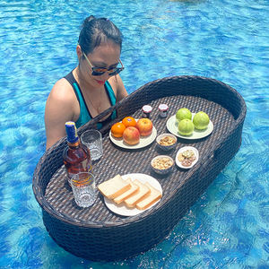 Meilleur prix sur Plateau de service en métal durable Plateau de petit déjeuner flottant en rotin fait à la main du Viet Nam - Product Image 1