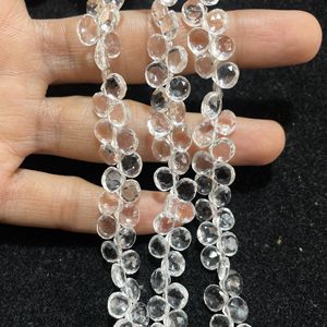 Blanco 6MM Cristal Cuarzo Facetado Corazón Forma Briolette Cuentas Calibradas Piedra Preciosa para Suministros de Joyería - Product Image 3