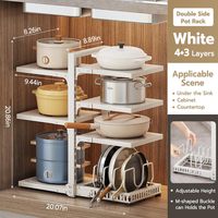5plus-tiers Verstelbare Metalen Keuken Organizer Plank Vloer Mount Bilaterale Pot Rack Pan Pan Pot Deksel Opbergrek