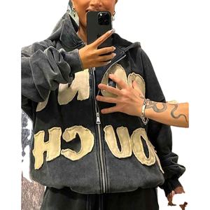 Sweats à capuche zippés avec logo personnalisé Broderie dégradée Manches complètes Hiver Motif uni 500GSM 100% Coton mélangé Design unisexe - Product Image 6