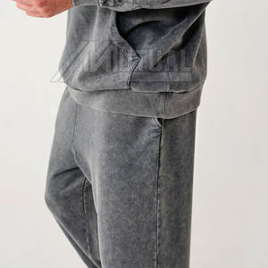 Chándales de lavado ácido de alta resistencia de algodón 100%, conjuntos de patrones sólidos transpirables y ecológicos de buena calidad para la temporada de otoño - Product Image 5