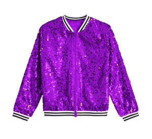Latest Fashion Women's Custom Patch Work Sequin Zip <b>up</b> Ribbed Flexible Bottom Multi Pockets Glitter Partywear Bomber Jackets - Product Image 3