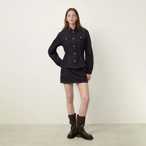 Chaqueta Vaquera Oscura para Mujer, Chaqueta de Mezclilla Ajustada, Chaqueta Clásica con Botones, Ropa Exterior de Manga Larga, Chaqueta de Camionero de Algodón, Ropa de Moda para Mujer - Product Image 5