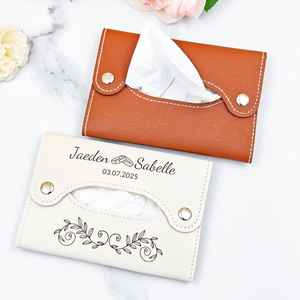 Caja de pañuelos de cuero, caja de mesa de té de cartón RTS, soporte cuadrado de cuero PU para caja de pañuelos, - Product Image 5