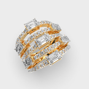 Anillo Solitario de Oro Amarillo de 18K con Incrustaciones Brillantes, Obsequio Elegante de Oro Sólido para Mujer, Regalo de Aniversario - Product Image 6