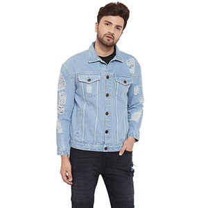Veste en jean bleue classique pour homme avec lavage vintage Veste en jean élégante, confortable et durable pour homme - Product Image 1