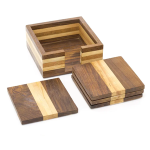 Various Design Resin & <b>Wood</b> Customized Square Tea Coasters Super Quality Hot Selling 4 Pieces Set Kitchen Accessories - Product Image 6