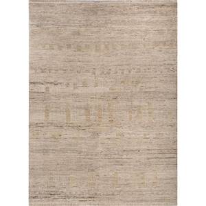 พรมขนสัตว์ถักมือสีเบจน้ำตาล รุ่น Re-1416 (Cs-01) ลายทางแบบอัฟกัน สำหรับห้องนั่งเล่นหรือทางเดิน รูปทรงสี่เหลี่ยมผืนผ้า ดีไซน์แบบจิ๊กซอว์ - Product Image 1