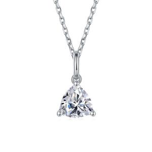 Collier pendentif en moissanite taille trillion solitaire de 3 carats, chaîne à maillons, tendance, fiançailles, unisexe, femme, argent sterling 925 - Product Image 2