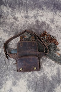 Men's Leather Shoulder Bag <b>Small</b> Messenger Bag for Men PU Vintage Customized Solid Vintage Leather All Seasons LWB-0014 - Product Image 5