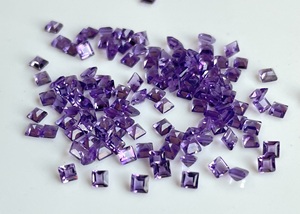 Amatista natural de 9mm, corte cuadrado facetado, amatista púrpura suelta, corte cuadrado de calidad superior - Product Image 5