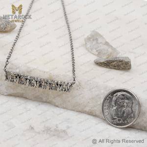 Olid 925 Silver hahain eckecklace aguaguette andmade omen's eewelry Ave iamond eckecklace EW esesign - Product Image 4