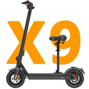欧盟库存全黑可折叠电动滑板车，带大轮10英寸400 w 500w 16ah 17千克高重量容量流行escooter
