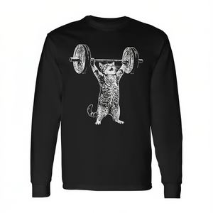 Maglietta a maniche lunghe Cat Meme Gym con scollo rotondo, abbigliamento promozionale unisex per adulti - Product Image 3