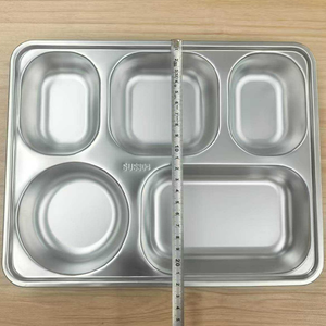 Vassoio a prova di perdite in acciaio inox a 5 sezioni con coperchio SUS304 Bento piatto pasto OEM - Product Image 3