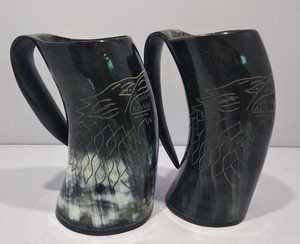 Taza de cuerno para beber de cerveza vikinga de inspiración Medieval de alta calidad, taza de té de cerámica de estilo Animal pulido, regalo de Navidad y Día de la madre - Product Image 1