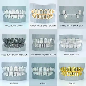 Joyería Dental de Lujo Personalizada: Set Completo de Grillz de Plata 925 con Moissanita Corte Princesa, Removibles, para Dientes Superiores e Inferiores - Product Image 4