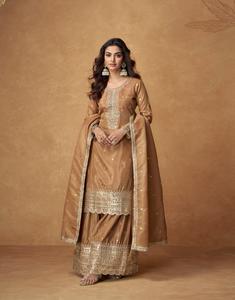 ชุดซอลวาร์ผ้าไหมออร์แกนซ่าเคี่ยวดีไซน์เนอร์แฟนซีจากอินเดีย - Product Image 2