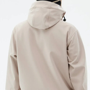 Sweat-shirt à capuche unisexe surdimensionné, couleur unie, coupe-vent, vêtements décontractés d'hiver, beige, tissu en molleton français, coupe régulière - Product Image 5