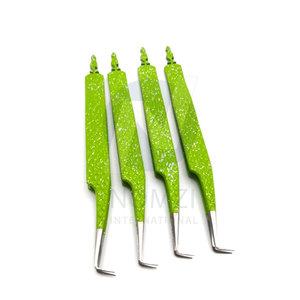 Ensemble de pinces à épiler pour extensions de cils en acier inoxydable de qualité professionnelle, à pointe pointue à 90 degrés, avec poignée en fibre diamantée, OEM/ODM - Product Image 3
