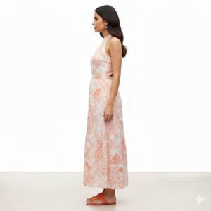 Robe mi-longue à col halter imprimée en crêpe doux de qualité supérieure pour femmes Unity Luxure - Product Image 3