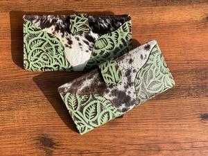 Nouveau Style occidental sculpture embrayage élégant fourrure de vachette en cuir gaufré coque de téléphone nouveau Design couleur verte portefeuilles en cuir occidental - Product Image 2