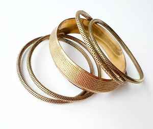 Conjunto de pulsera de brazalete grabado brillante chapado en oro de joyería antigua India para mujer mayorista - Product Image 3