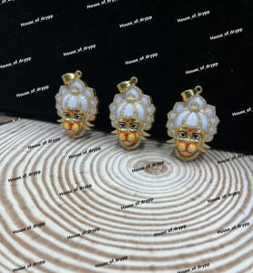 Colgante de Rostro de Hanuman con Micro Pavé de Diamantes Moissanite, Chapado en Rodio, Plata de Ley 925, Joyería Espiritual - Product Image 2