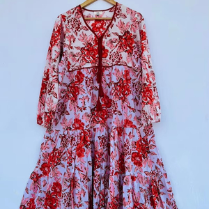 Femmes filles imprimé pur coton Maxi robe indien bloc imprimé décontracté été soirée à la mode en gros longue Midi en vrac - Product Image 1