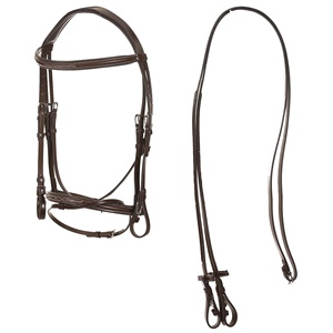 Riendas de brida de cuero inglés de alto rendimiento, hebillas de acero inoxidable con costuras elegantes, carreras de caballos de estilo occidental duraderas - Product Image 4