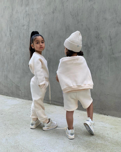 Ensemble deux pièces unisexe personnalisé, sweat-shirt et short, polaire polyester/coton, décontracté, uni, vêtements d'hiver - Product Image 5