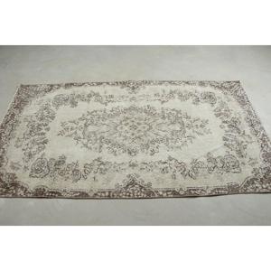 Turkish Vintage Rug 3.7x6.8 ft (114x208 cm), <b>Brown</b> Camouflage <b>Wool</b> Rug - Product Image 3