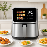 Friteuse à air chaud numérique 8L personnalisable à double chauffage, sans huile, avec écran tactile et fenêtre de visualisation