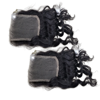 Extensions de cheveux humains vierges Remy indonésiens de haute qualité, marque OEM, avec closure en dentelle 5x5, noir naturel, ondulés, sans nœuds, 10-30 pouces