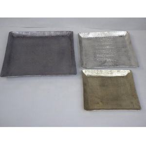 Bandeja de Metal Martillado, Bandeja Rectangular de Latón, Acabado Plateado y Negro, Artesanía de Metal, Latón, Cobre, Plata, Hogar - Product Image 5