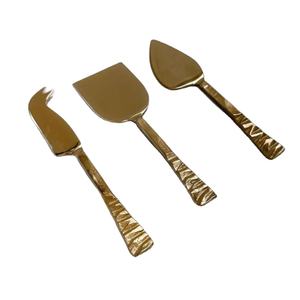Vajilla de lujo, juego de herramientas de corte decorativas, corte de pastel de Metal con acabado dorado y cuchillo de servidor y cuchillo de queso, 3 piezas - Product Image 1