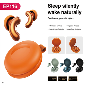 Bouchons d'oreilles réutilisables en silicone EP116, doux, anti-bruit, pour dormeurs latéraux, personnalisables avec étui de rangement - Product Image 5