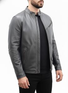 Chaqueta de Cuero de Oveja Genuina para Hombre, Invierno, Transpirable, Ecológica, Color Rib, Tallas Grandes, Cuero Vacuno - Product Image 2