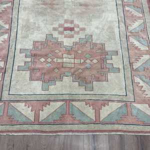 พรมวินเทจขนาด 5.4x7.8 ฟุต, พรมตุรกี, พรมขนสัตว์เปอร์เซียสีแดง - Product Image 2