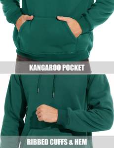 Sweat à capuche zippé pour homme 100% coton molletonné épais, pull d'hiver avec poche, vêtement de sport streetwear, tenue d'entraînement imperméable - Product Image 5