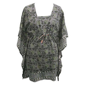 Túnica Kaftan 100% Algodón para Mujer, Estampado Floral, Estilo Hippie, para Usar como Cubre Traje de Baño - Product Image 6
