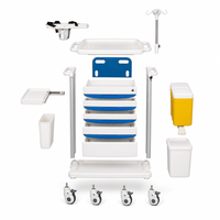 Chariot médical d'urgence en alliage d'aluminium ABS, 5 tiroirs, étagère pour défibrillateur, poteau porte-perfusion, planche RCP, durable pour atelier et clinique