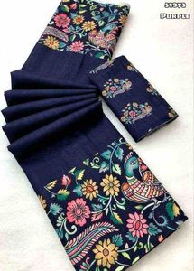 Nieuwe Handgetoom <span class=keywords><strong>Tussar</strong></span> Zijde Kalamkari Digitale Print Sari Voor Dames Elegante Modekleding Tegen Groothandelsprijzen Van India - Product Image 6