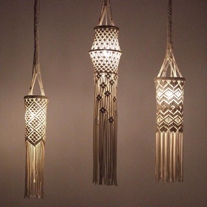 Pantalla de Lámpara de Macramé de Algodón de Estilo Bohemio de Alta Calidad, Ecológica, Tamaño Personalizado, Decoración del Hogar, Lámpara Colgante - Product Image 1