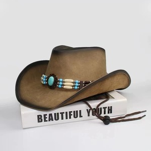 หมวกหนังคาวบอยแบบตะวันตกหมวกเจ้าพ่อสุภาพบุรุษสำหรับผู้ชายวัสดุ PU - Product Image 3