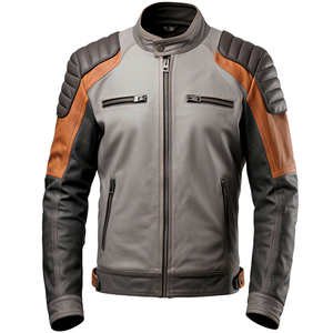 Veste en cuir de vache tendance pour homme, toile, hiver, imperméable, respirante, doublure en coton anti-UV, style moto et motard - Product Image 1