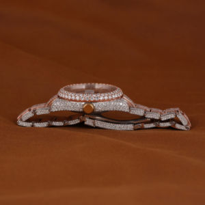 Montre personnalisée en acier inoxydable avec diamants cultivés en laboratoire VVS Clarity Hip Hop entièrement glacé pour hommes - Product Image 6