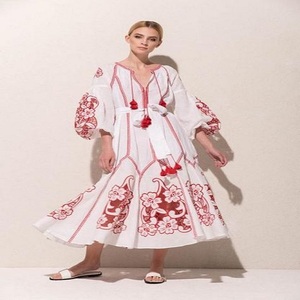 Robes décontractées imprimées fluides pour femmes Wrap formel col en V à volants robes Boho à plusieurs niveaux robe Maxi florale à manches longues - Product Image 2