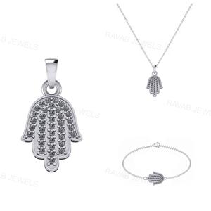 2025 solide 925 en argent Sterling Hamsa main Fatima pendentif personnalisé mode femmes bijoux de l'inde avec le bas prix d'usine - Product Image 4